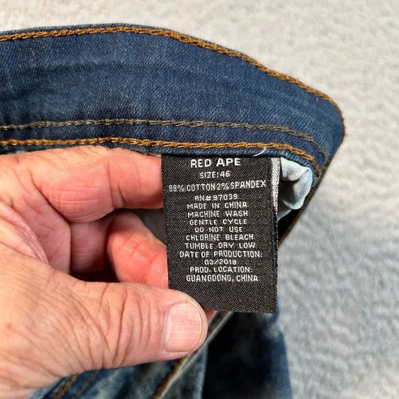 Red Ape Jeans Mens 46x31 Blue Acid Wash Straight Leg Denim Skater Y2K NWT - Picture 3 of 15